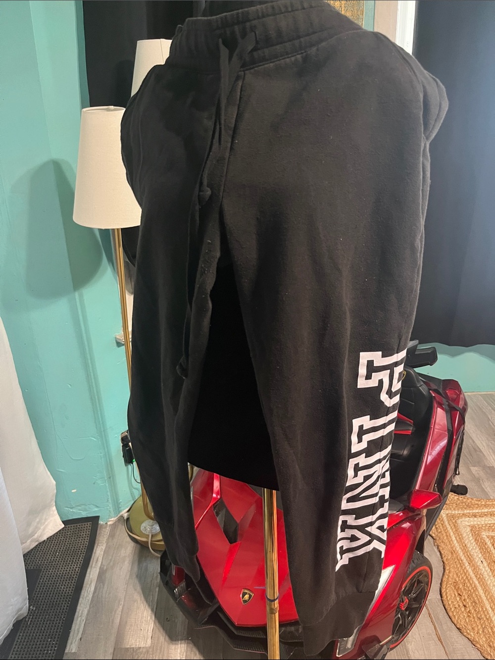 PINK Victoria's Secret Black Sweatpants with White Side Logo
